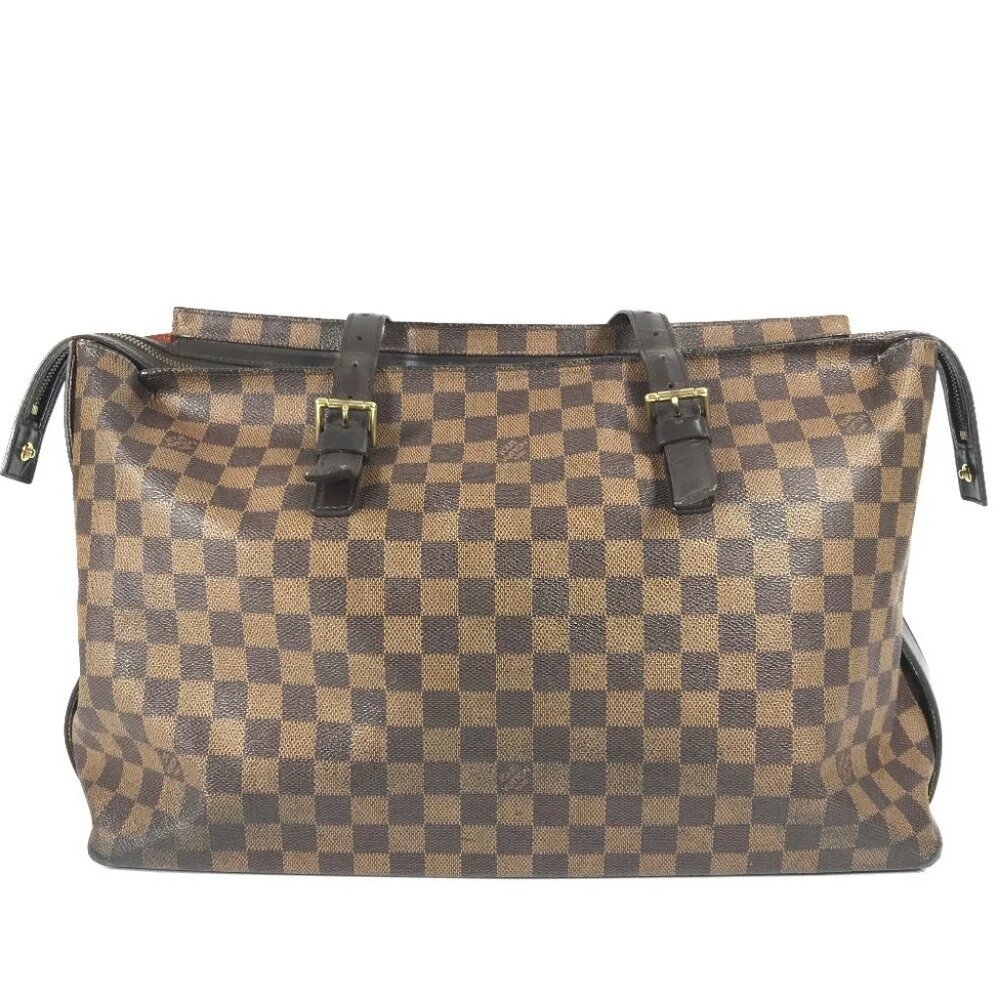 LOUIS VUITTON Damier Chelsea Tote Bag Shoulder Bag Canvas Ebene Brown - Picture 1 of 16
